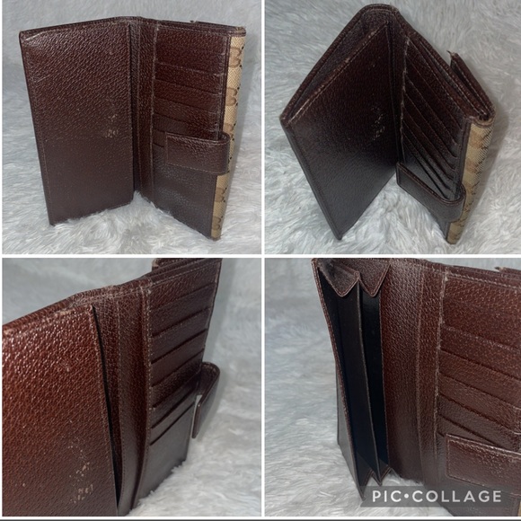 Gucci Monogram GG Canvas Leather Bamboo Bar Large Shoulder Tote & Folio Wallet - Picture 16 of 17